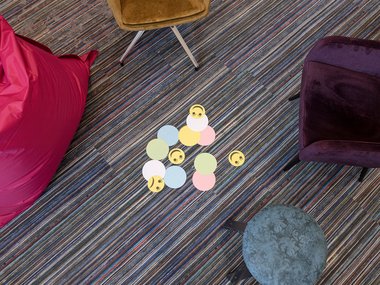 Sitzgruppe von oben mit Moderationskarten